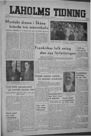 Förstasidan, Måndag 14 oktober 1946