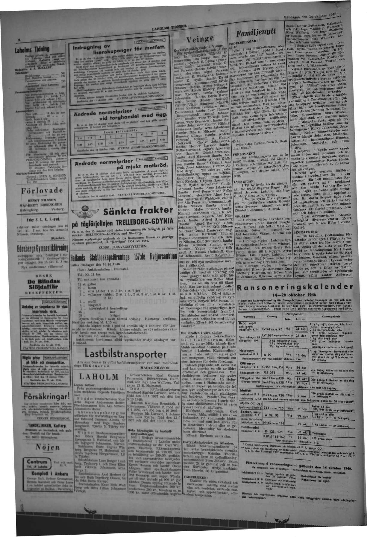 Laholms Tidning Måndag 14 oktober 1946, sida 2