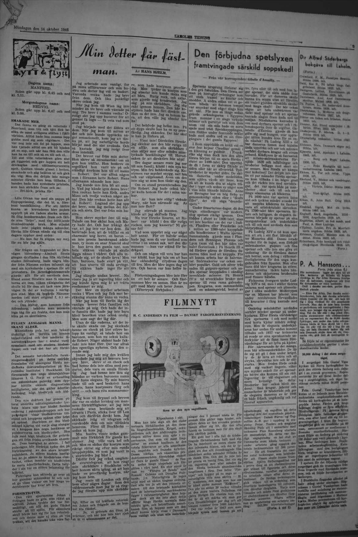 Laholms Tidning Måndag 14 oktober 1946, sida 5