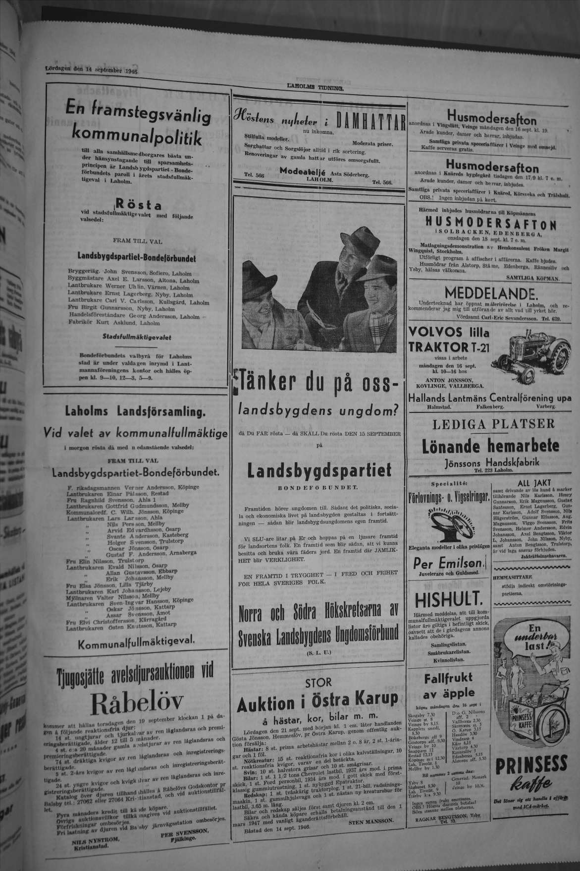 Laholms Tidning Lördag 14 september 1946, sida 3