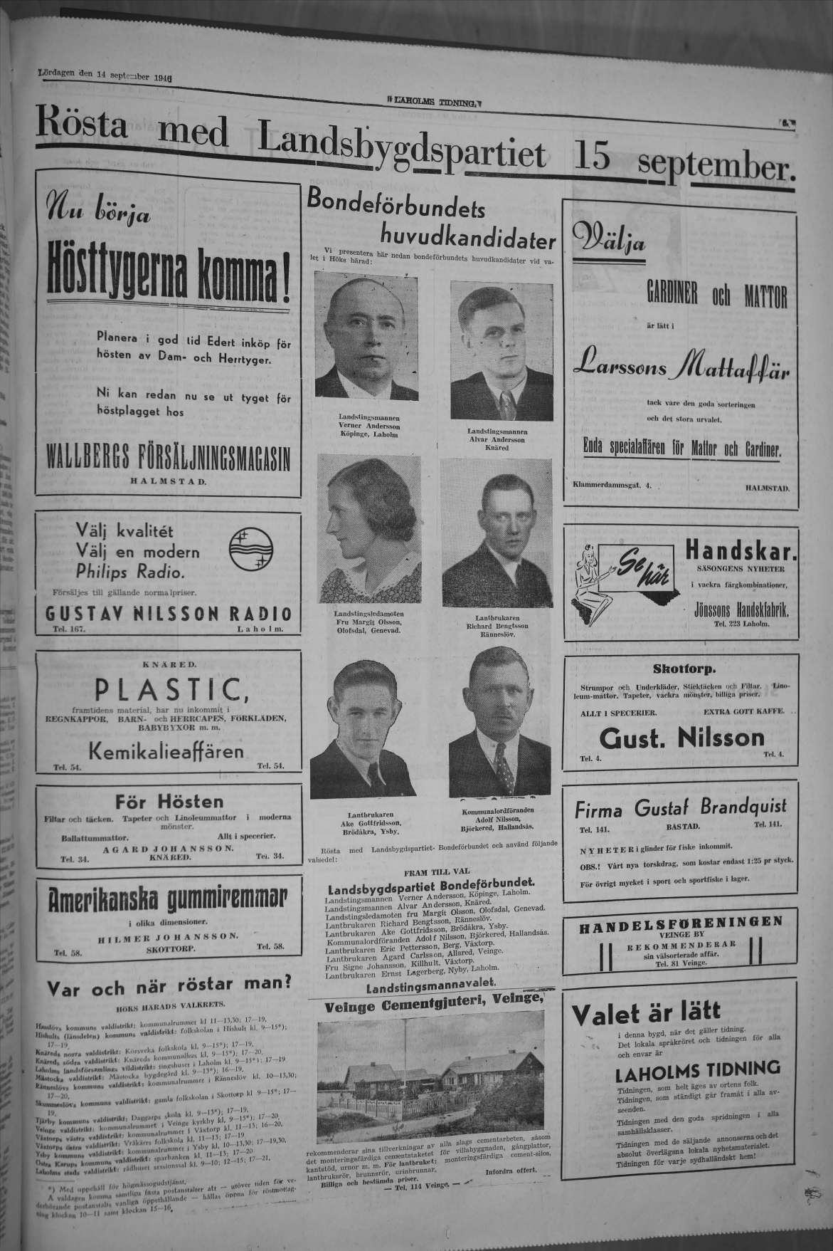 Laholms Tidning Lördag 14 september 1946, sida 5