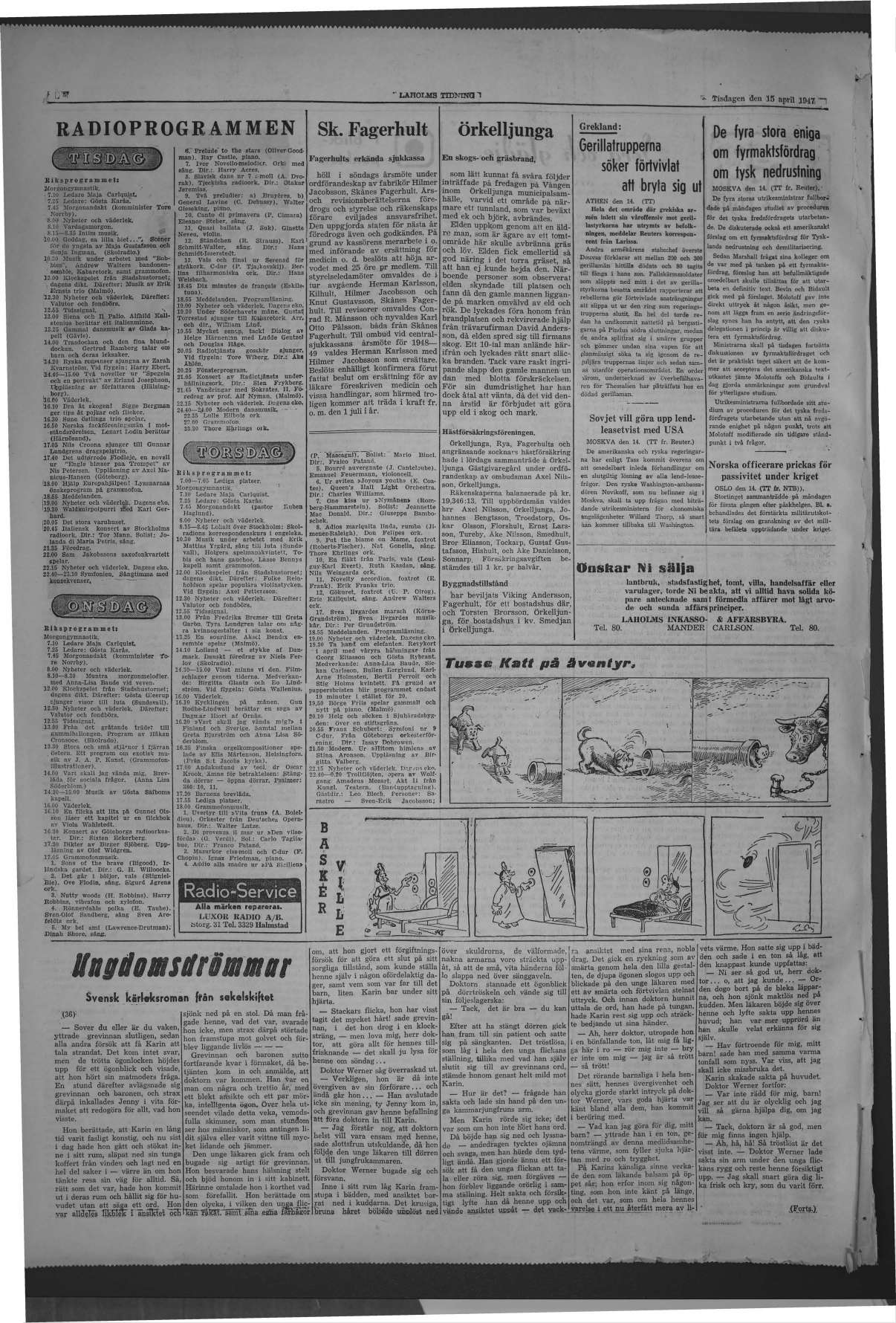 Laholms Tidning Tisdag 15 april 1947, sida 6