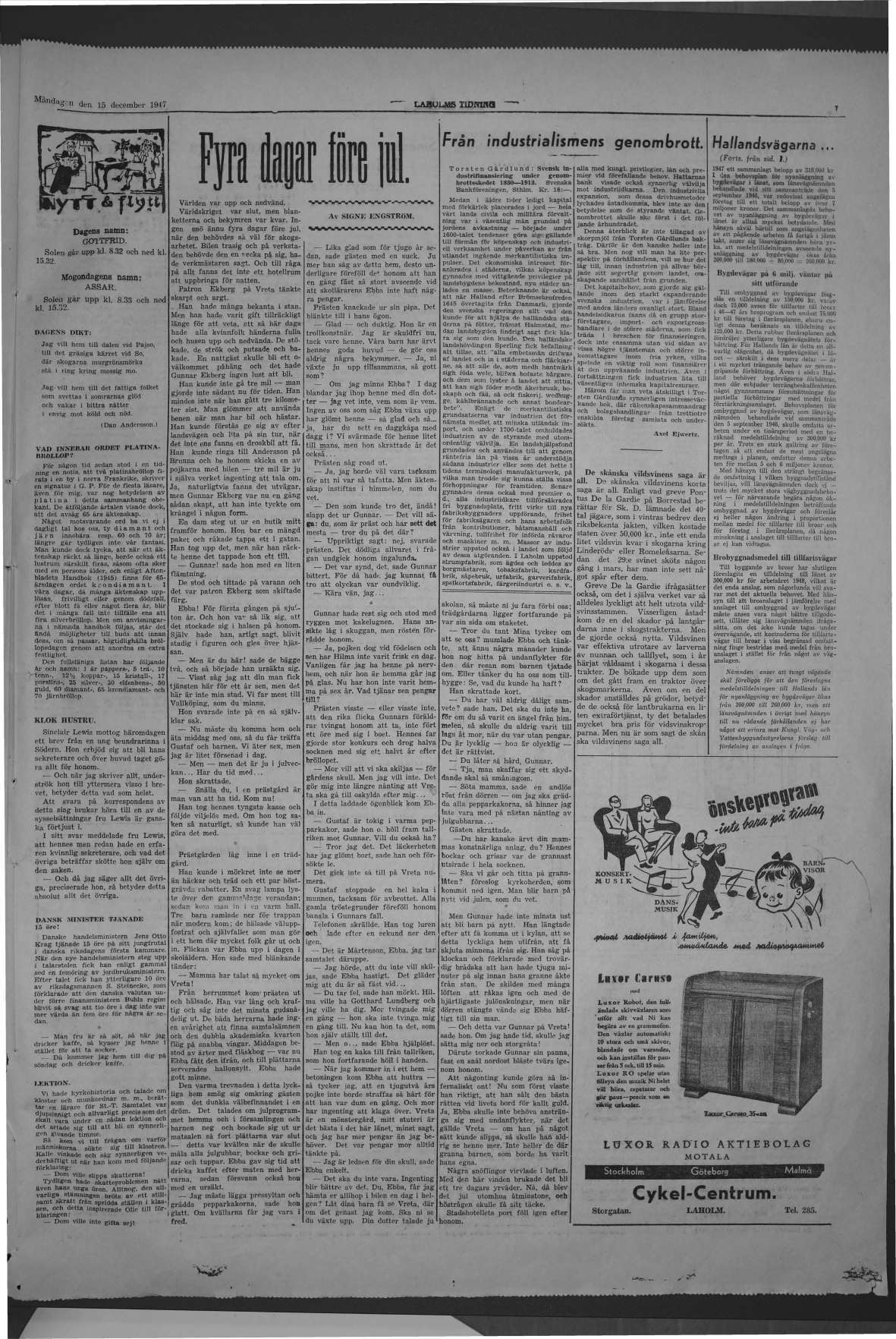 Laholms Tidning Måndag 15 december 1947, sida 7