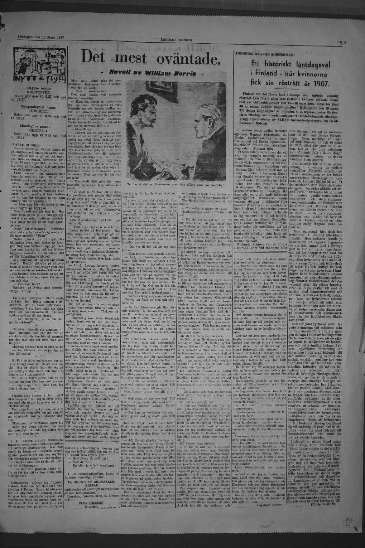 Laholms Tidning Lördag 15 mars 1947, sida 7