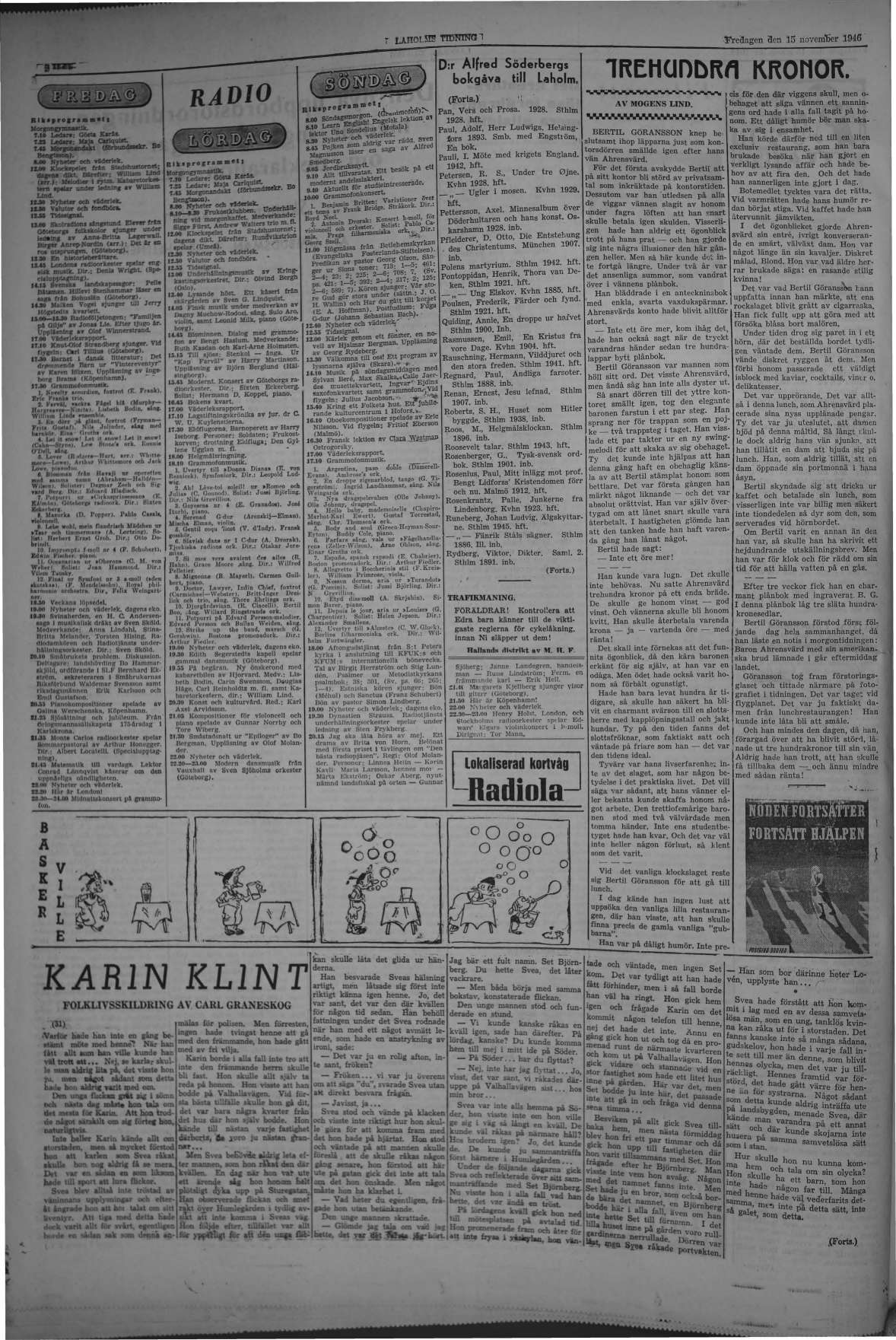 Laholms Tidning Fredag 15 november 1946, sida 6