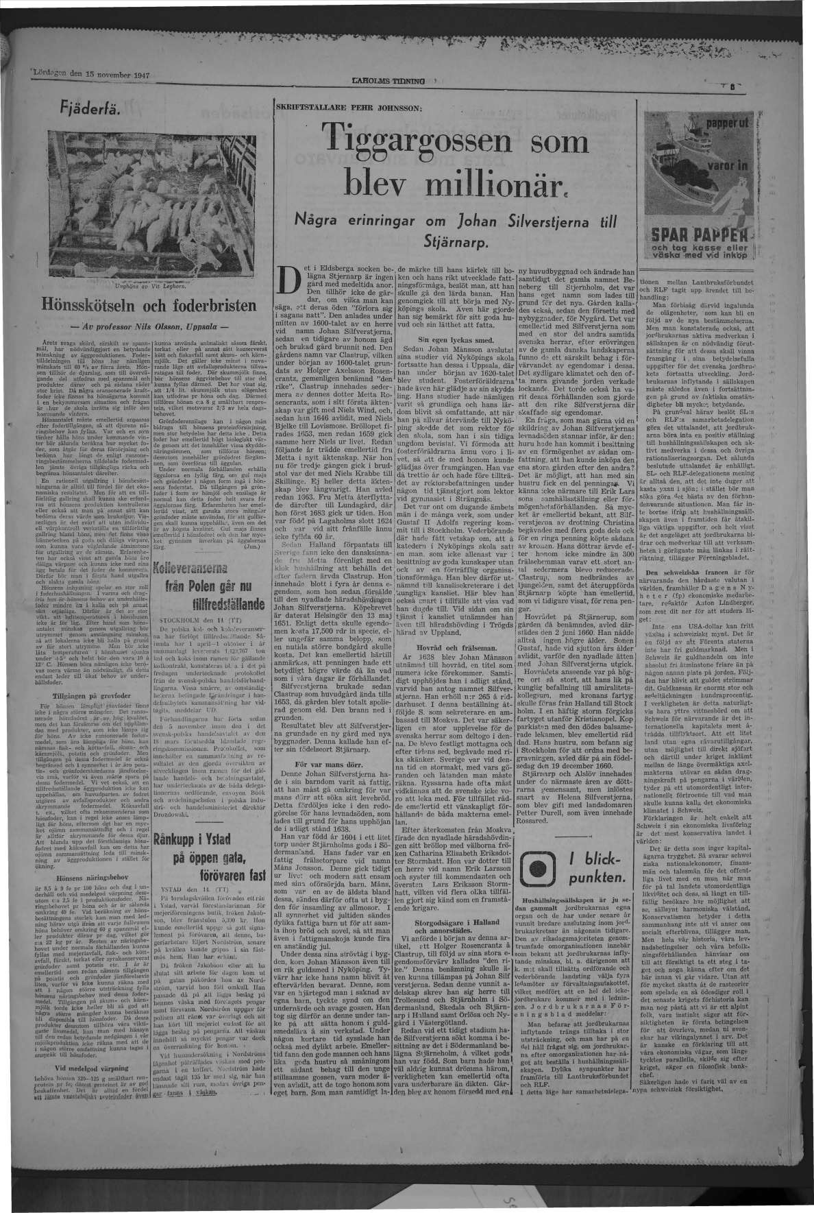 Laholms Tidning Lördag 15 november 1947, sida 5