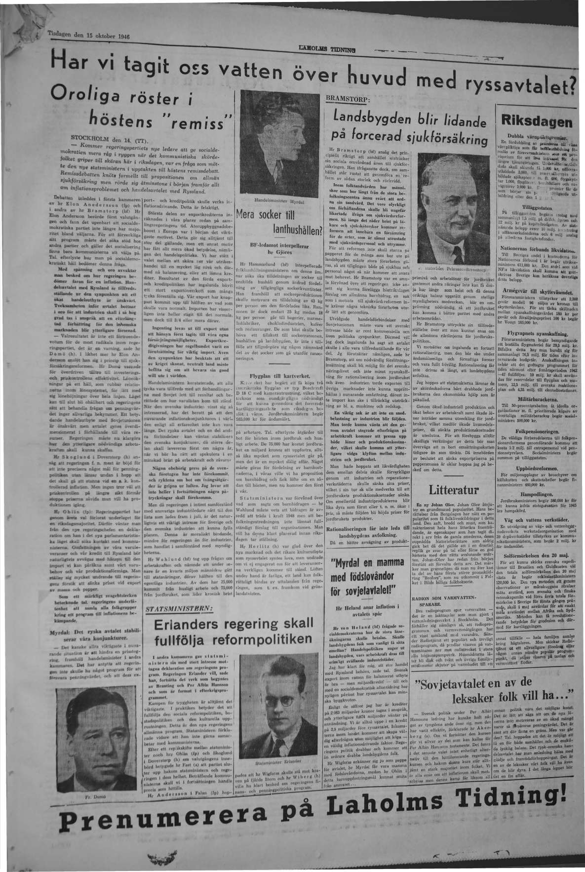 Laholms Tidning Tisdag 15 oktober 1946, sida 5