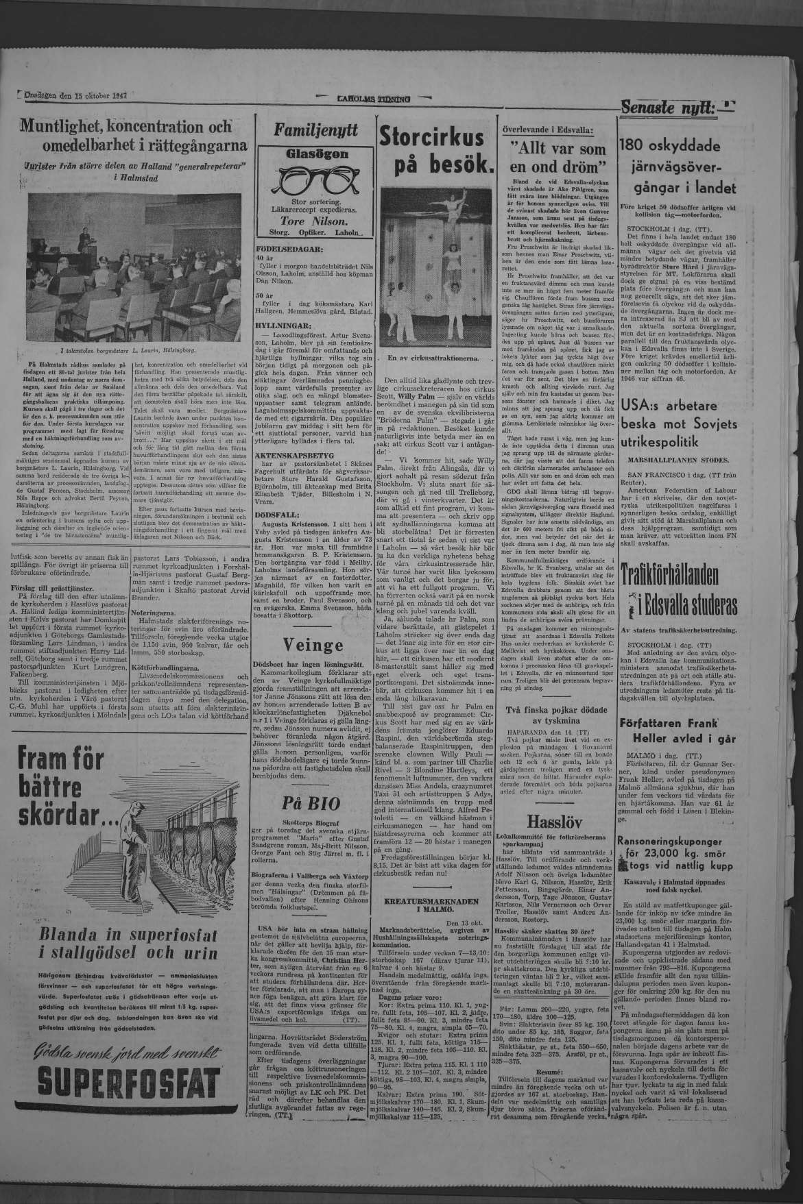 Laholms Tidning Onsdag 15 oktober 1947, sida 3