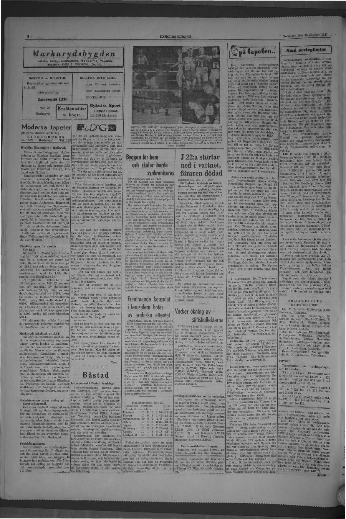 Laholms Tidning Onsdag 15 oktober 1947, sida 4