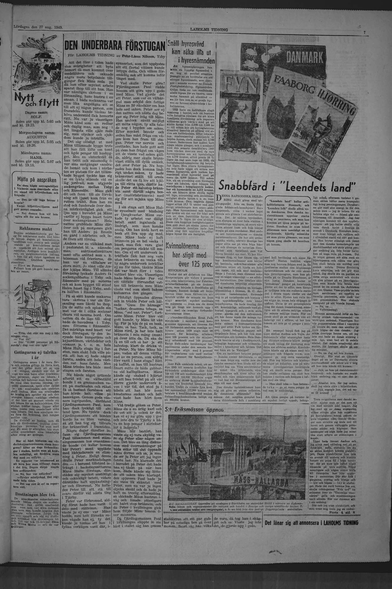 Laholms Tidning Lördag 27 augusti 1949, sida 7