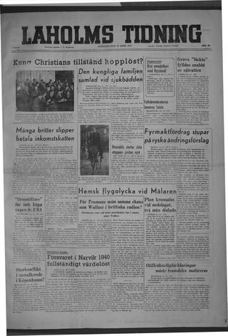 Förstasidan, Onsdag 16 april 1947