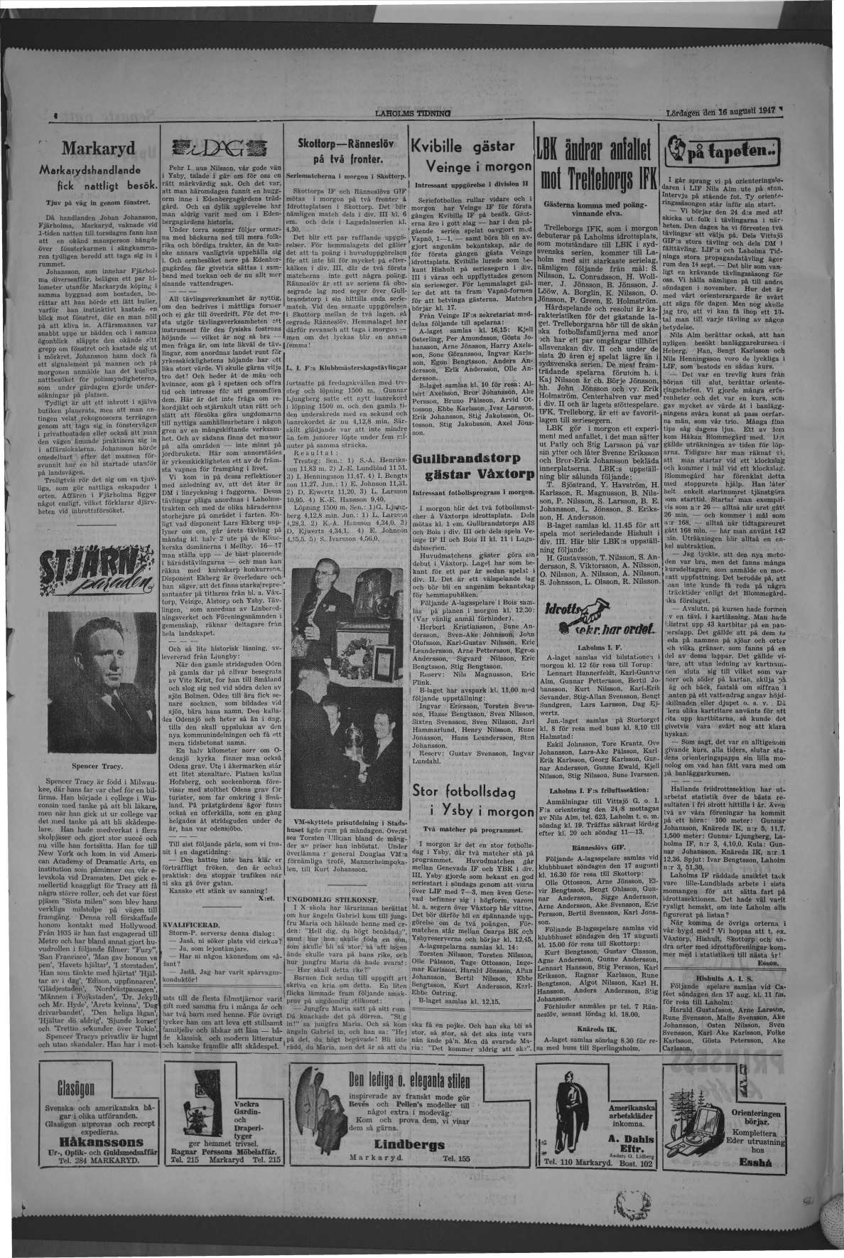 Laholms Tidning Lördag 16 augusti 1947, sida 4
