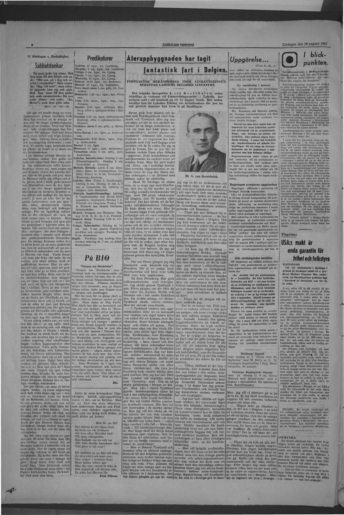 Laholms Tidning Lördag 16 augusti 1947, sida 6