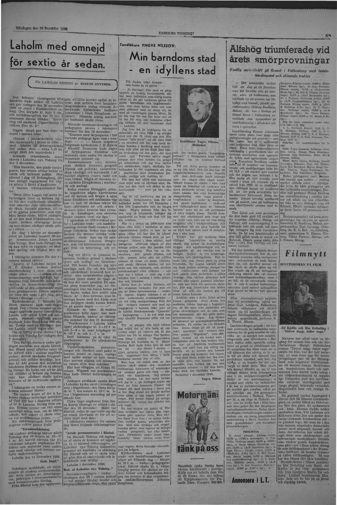 Laholms Tidning Måndag 16 december 1946, sida 5
