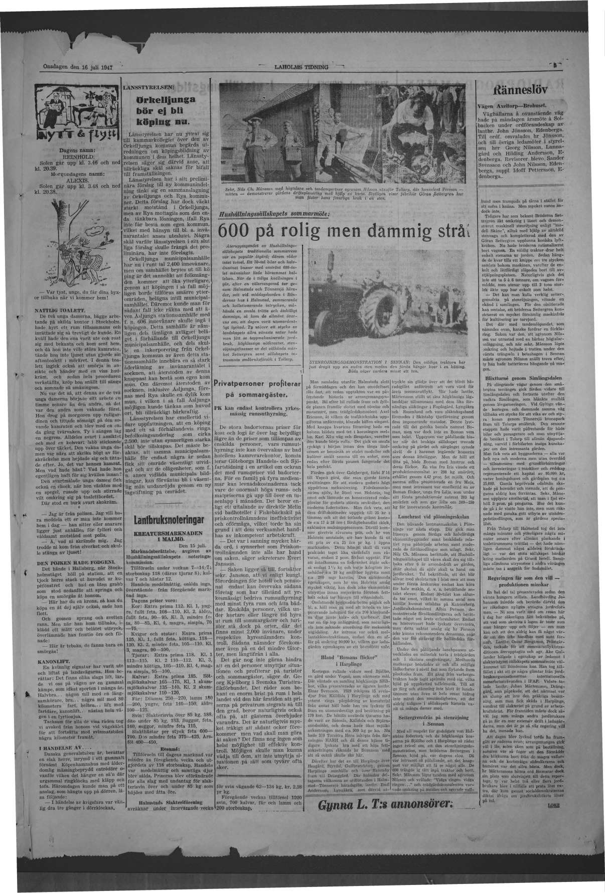 Laholms Tidning Onsdag 16 juli 1947, sida 5