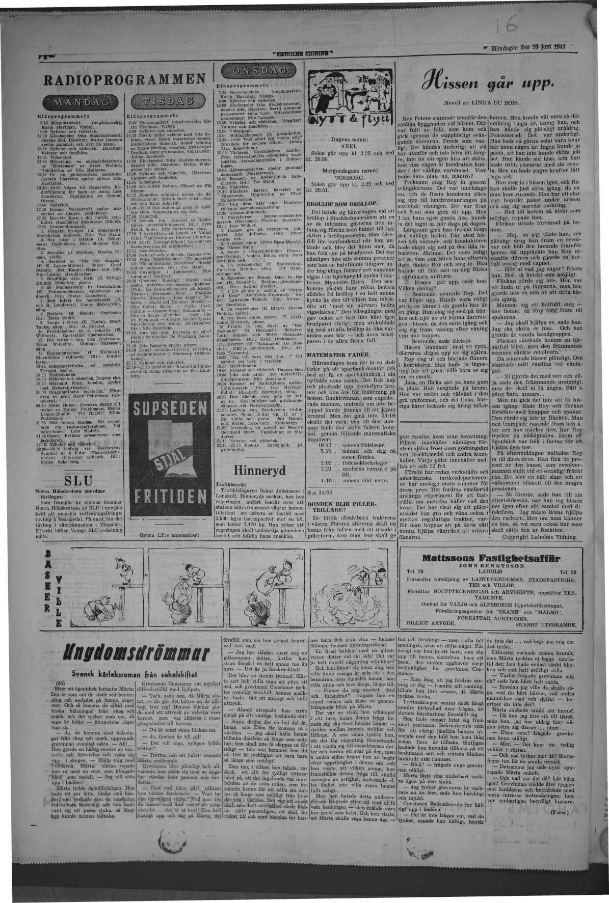 Laholms Tidning Måndag 16 juni 1947, sida 6