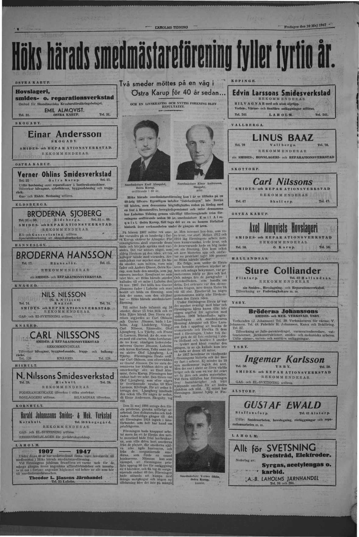 Laholms Tidning Fredag 16 maj 1947, sida 4