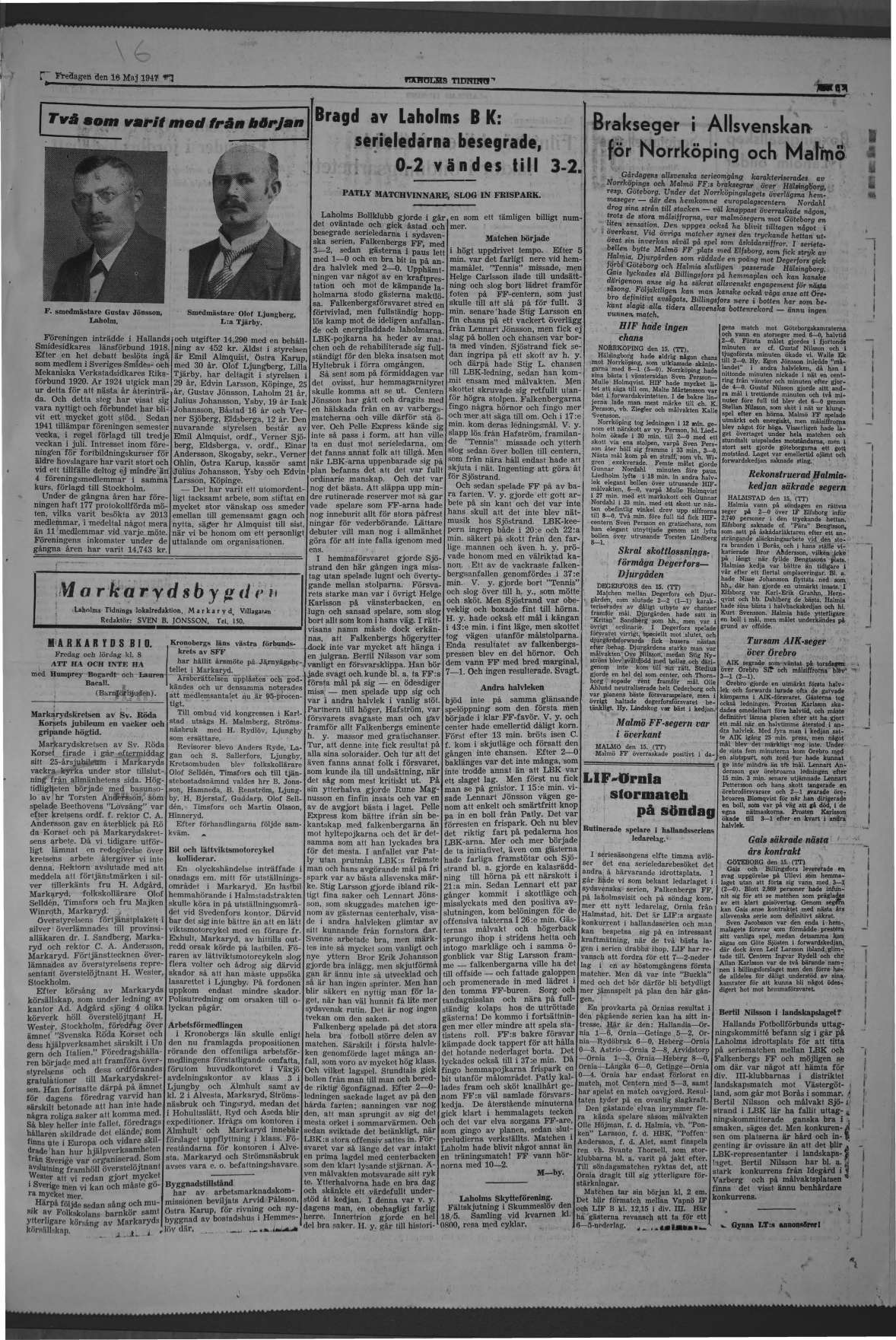 Laholms Tidning Fredag 16 maj 1947, sida 5