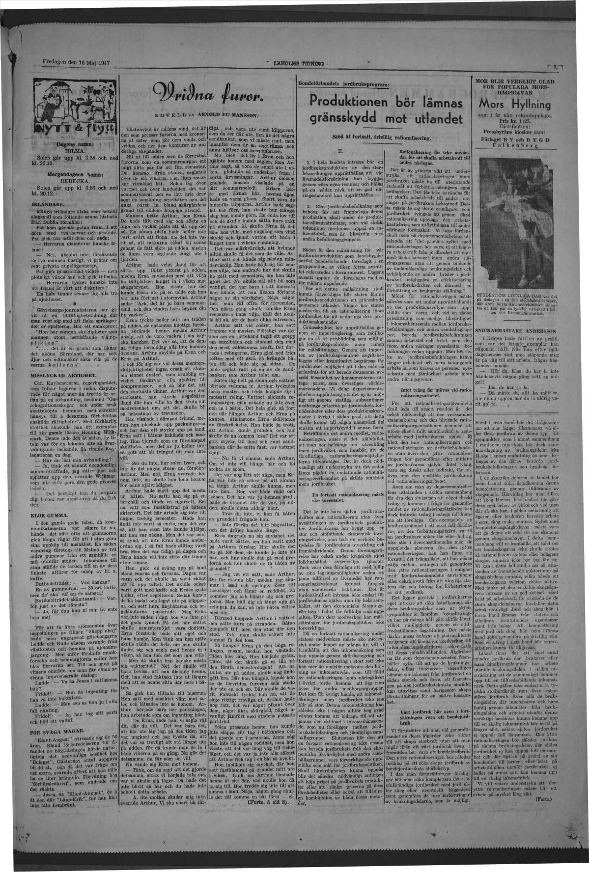 Laholms Tidning Fredag 16 maj 1947, sida 7
