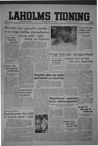 Förstasidan, Lördag 16 november 1946