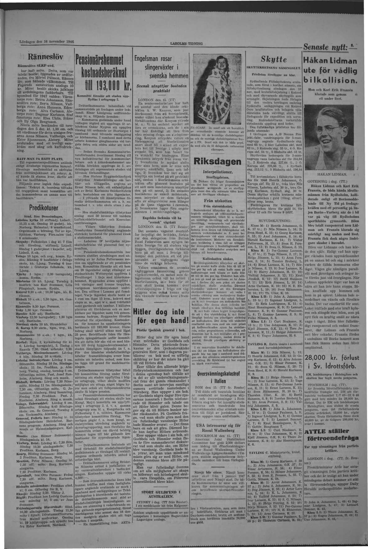 Laholms Tidning Lördag 16 november 1946, sida 3