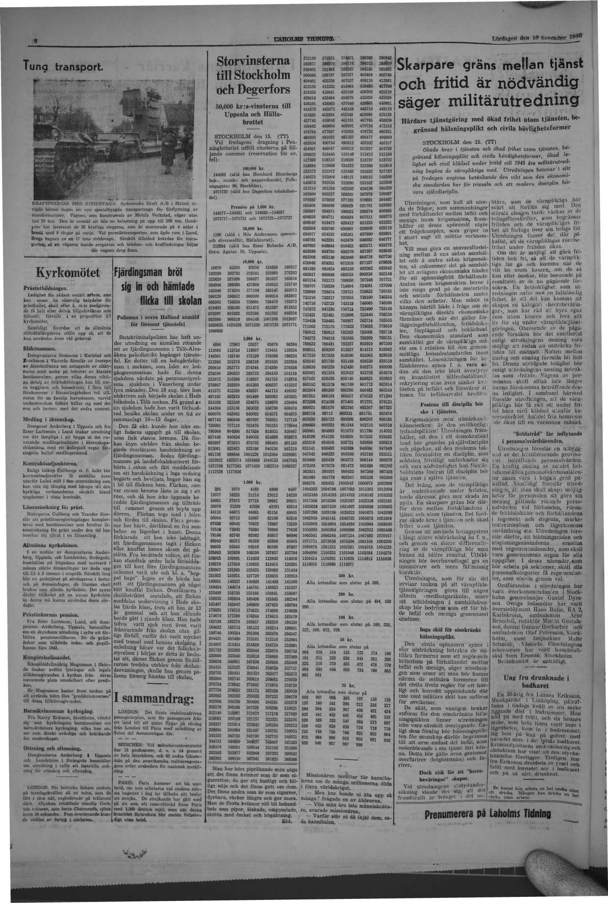 Laholms Tidning Lördag 16 november 1946, sida 6