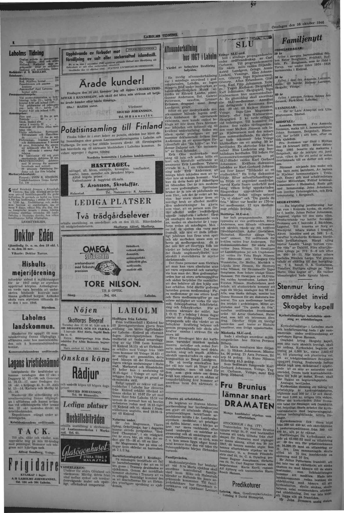 Laholms Tidning Onsdag 16 oktober 1946, sida 2