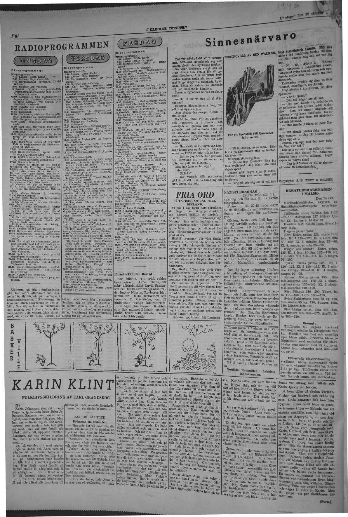 Laholms Tidning Onsdag 16 oktober 1946, sida 6
