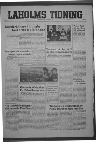 Förstasidan, Torsdag 16 oktober 1947
