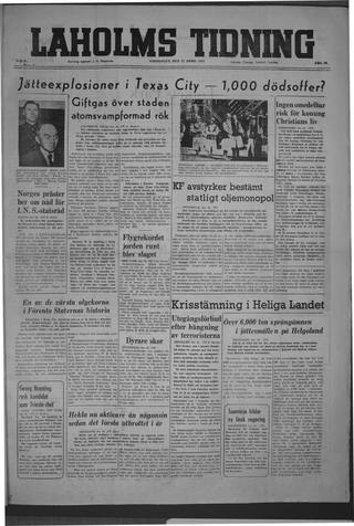 Förstasidan, Torsdag 17 april 1947