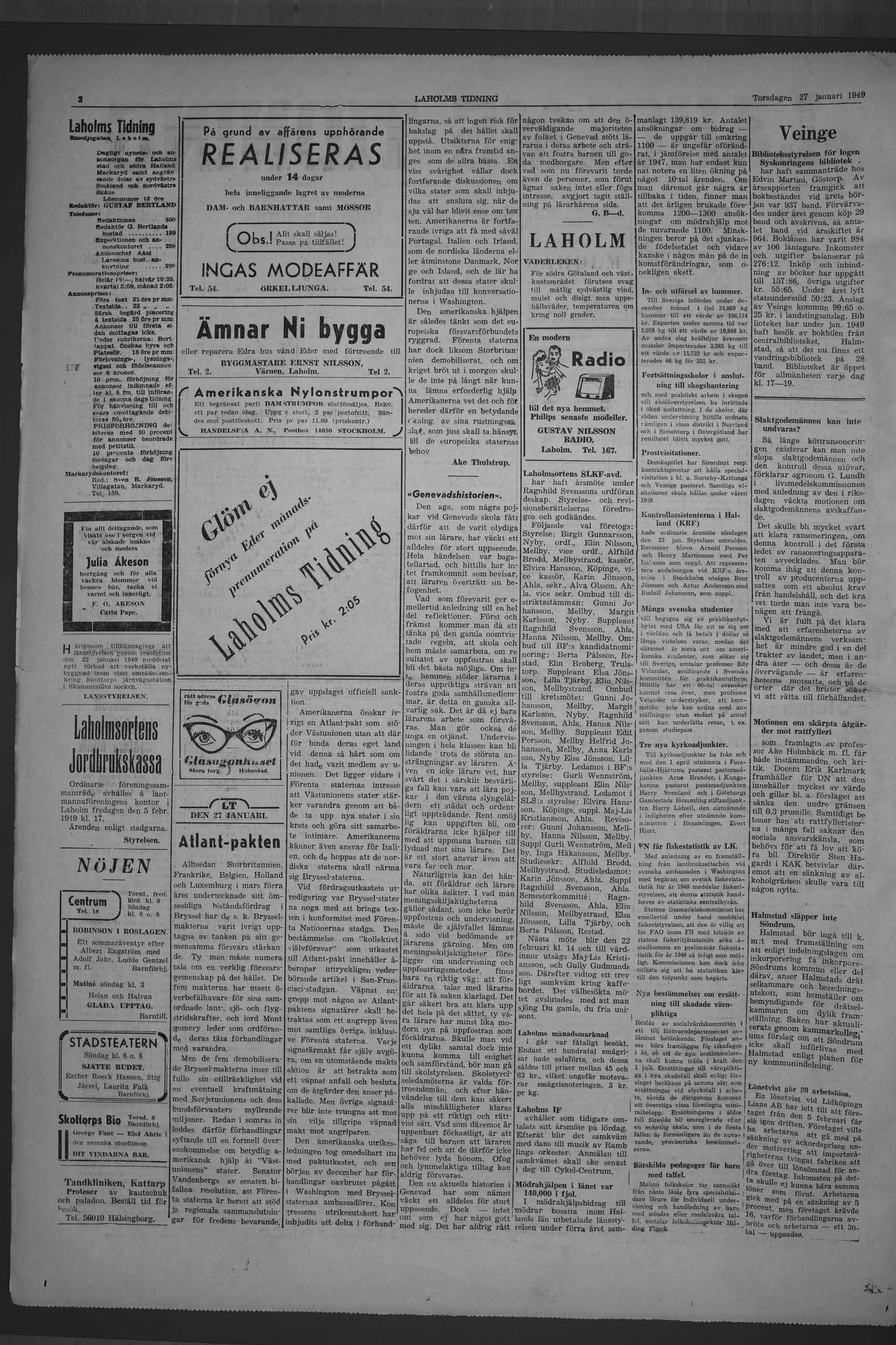 Laholms Tidning Torsdag 27 januari 1949, sida 2