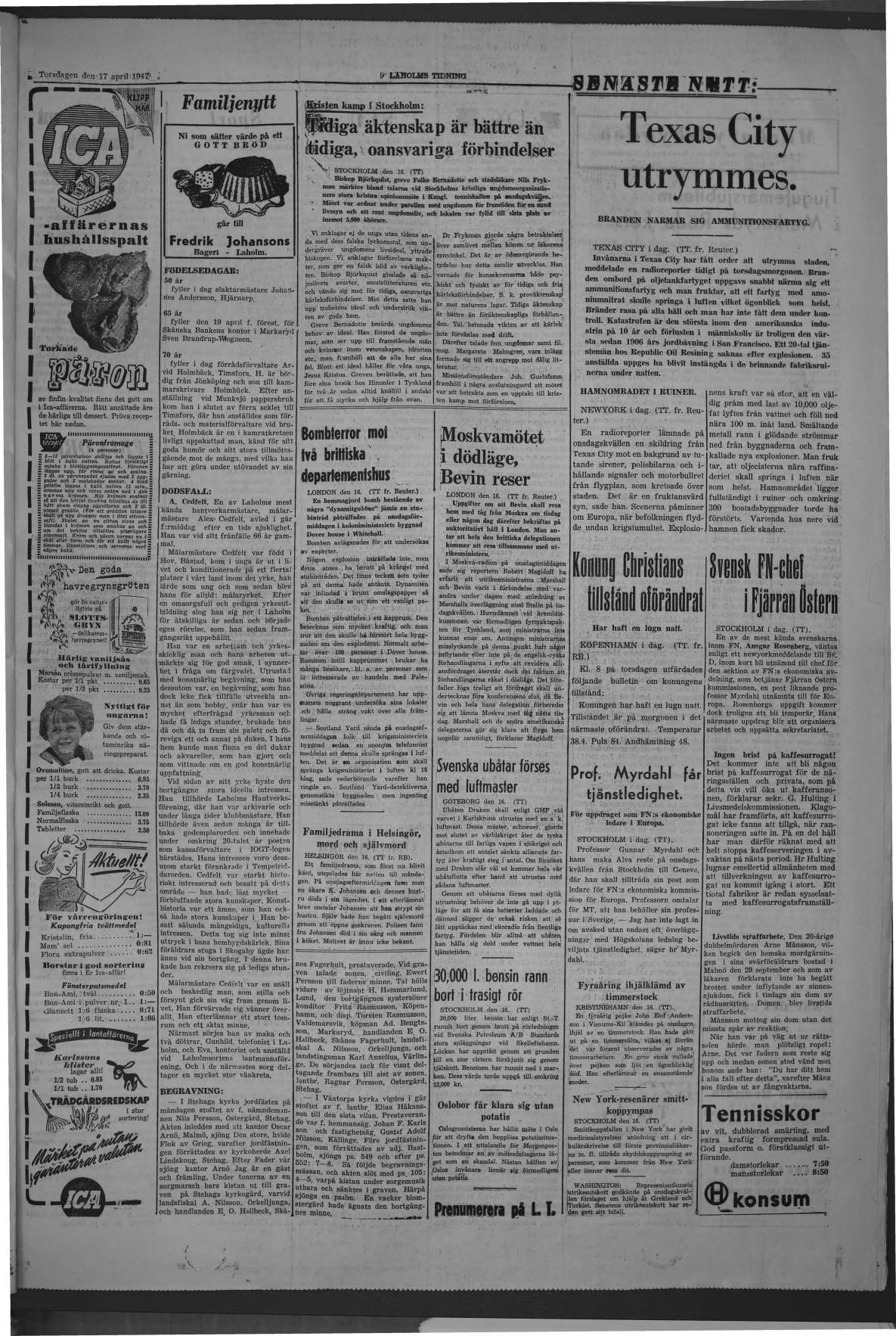 Laholms Tidning Torsdag 17 april 1947, sida 3