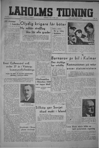 Förstasidan, Tisdag 17 december 1946