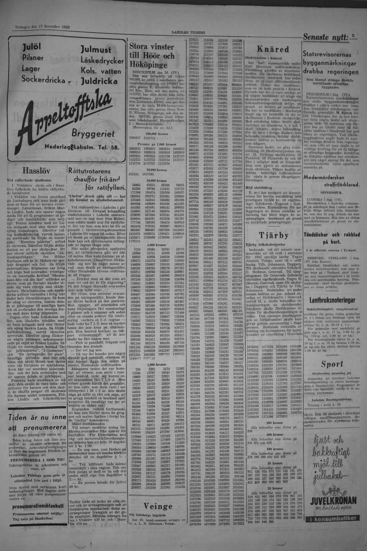 Laholms Tidning Tisdag 17 december 1946, sida 5