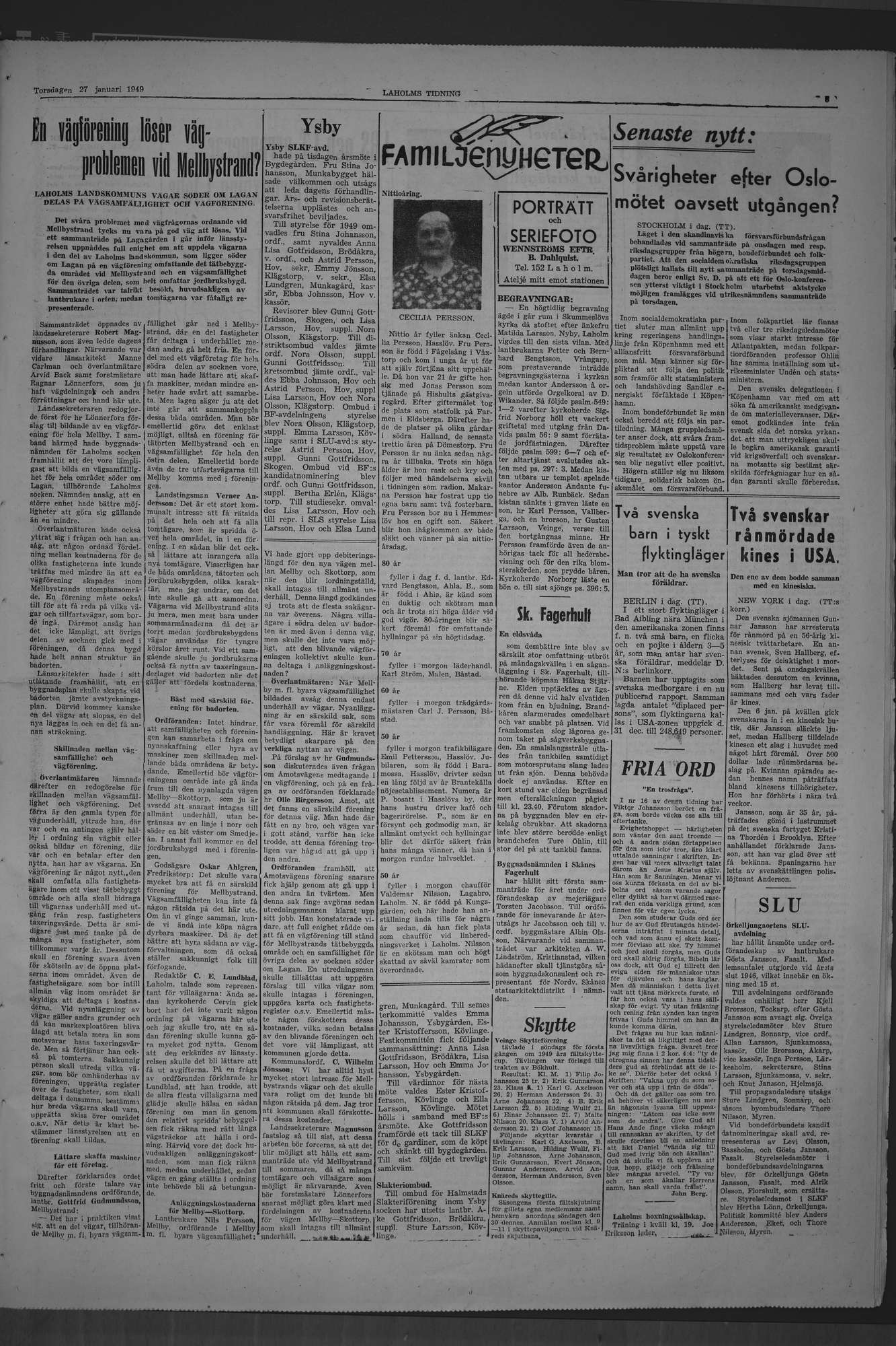 Laholms Tidning Torsdag 27 januari 1949, sida 3