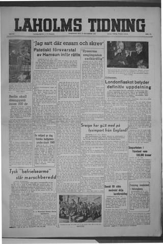 Förstasidan, Onsdag 17 december 1947