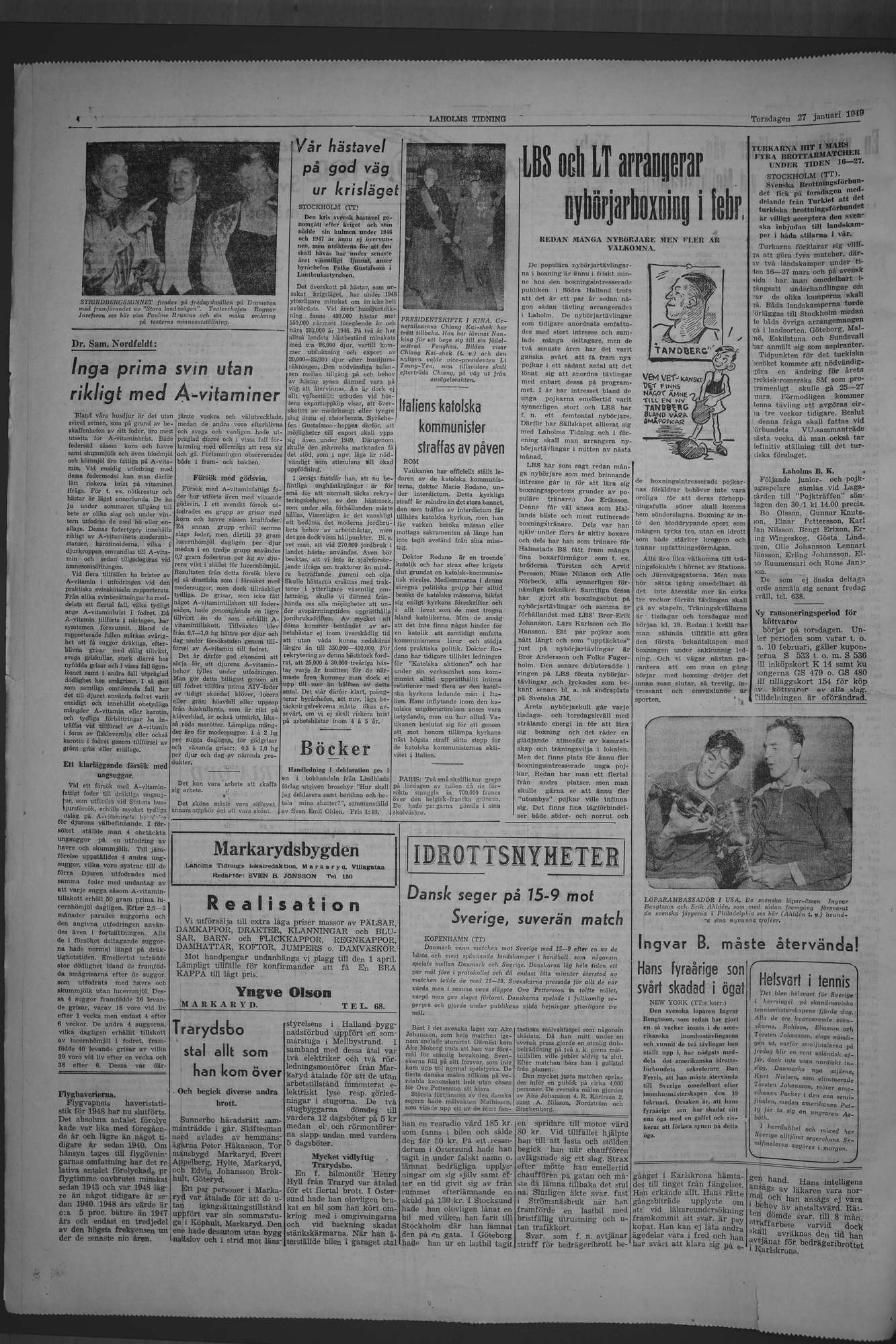 Laholms Tidning Torsdag 27 januari 1949, sida 4