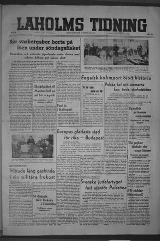 Förstasidan, Måndag 17 februari 1947
