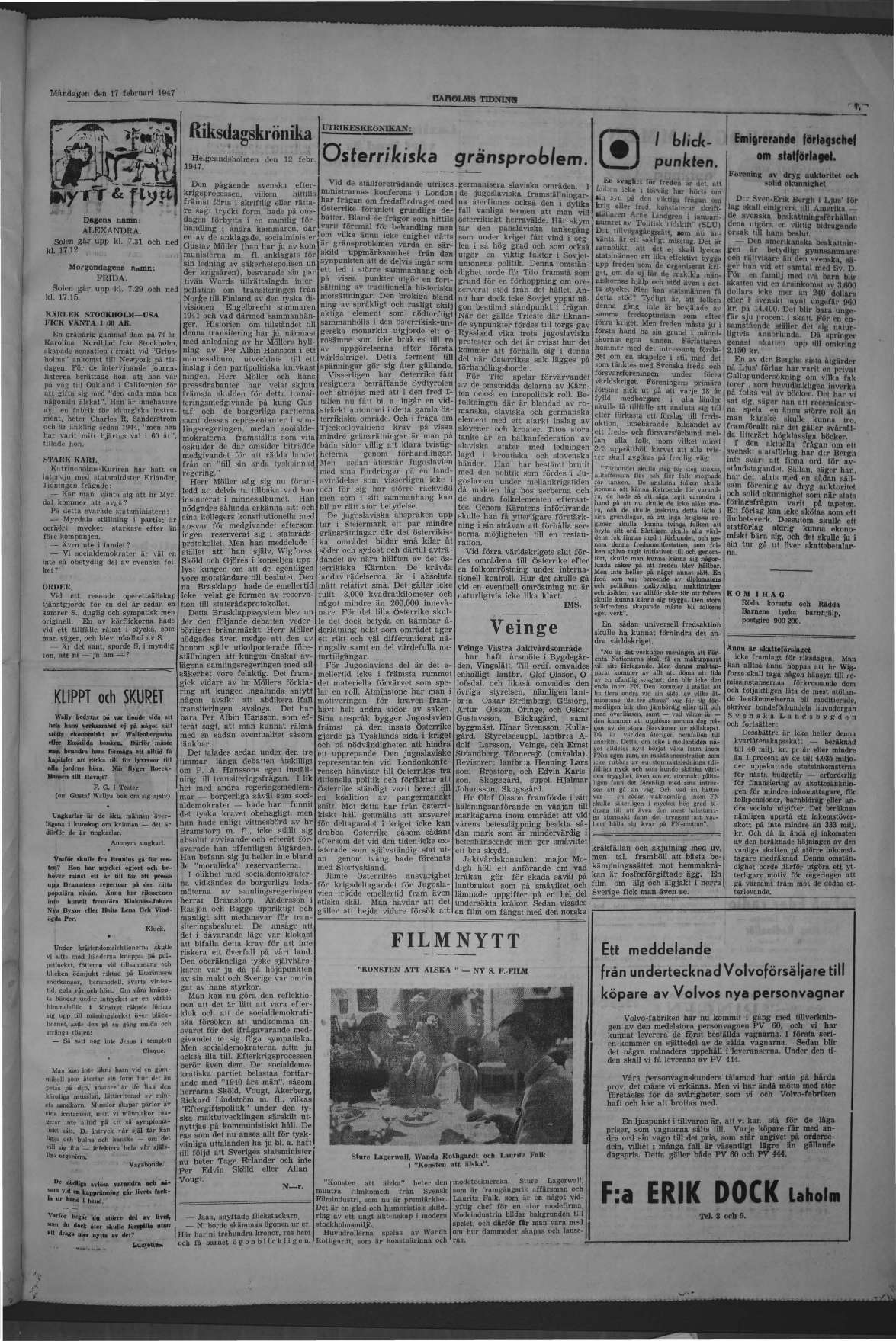 Laholms Tidning Måndag 17 februari 1947, sida 7