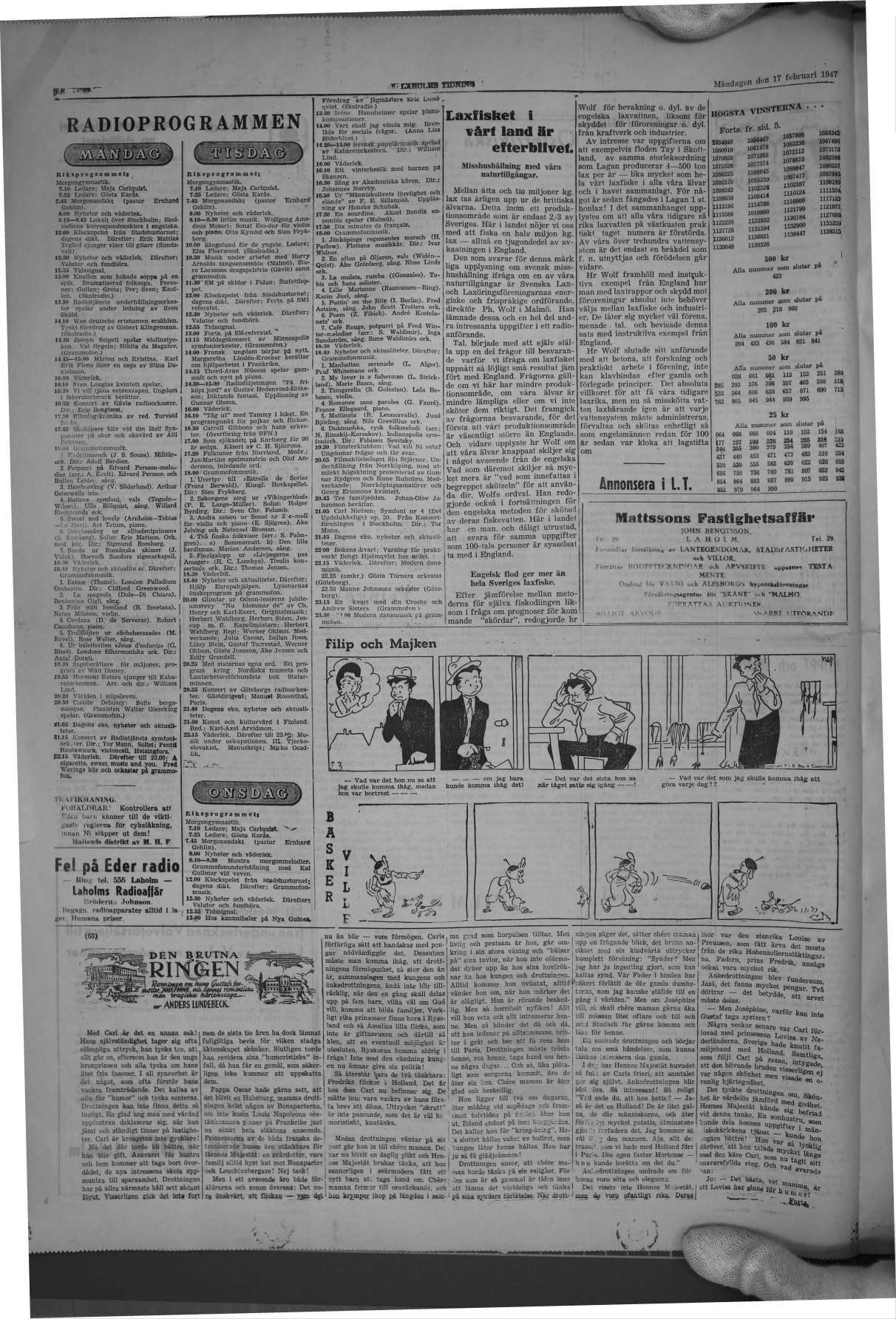 Laholms Tidning Måndag 17 februari 1947, sida 8