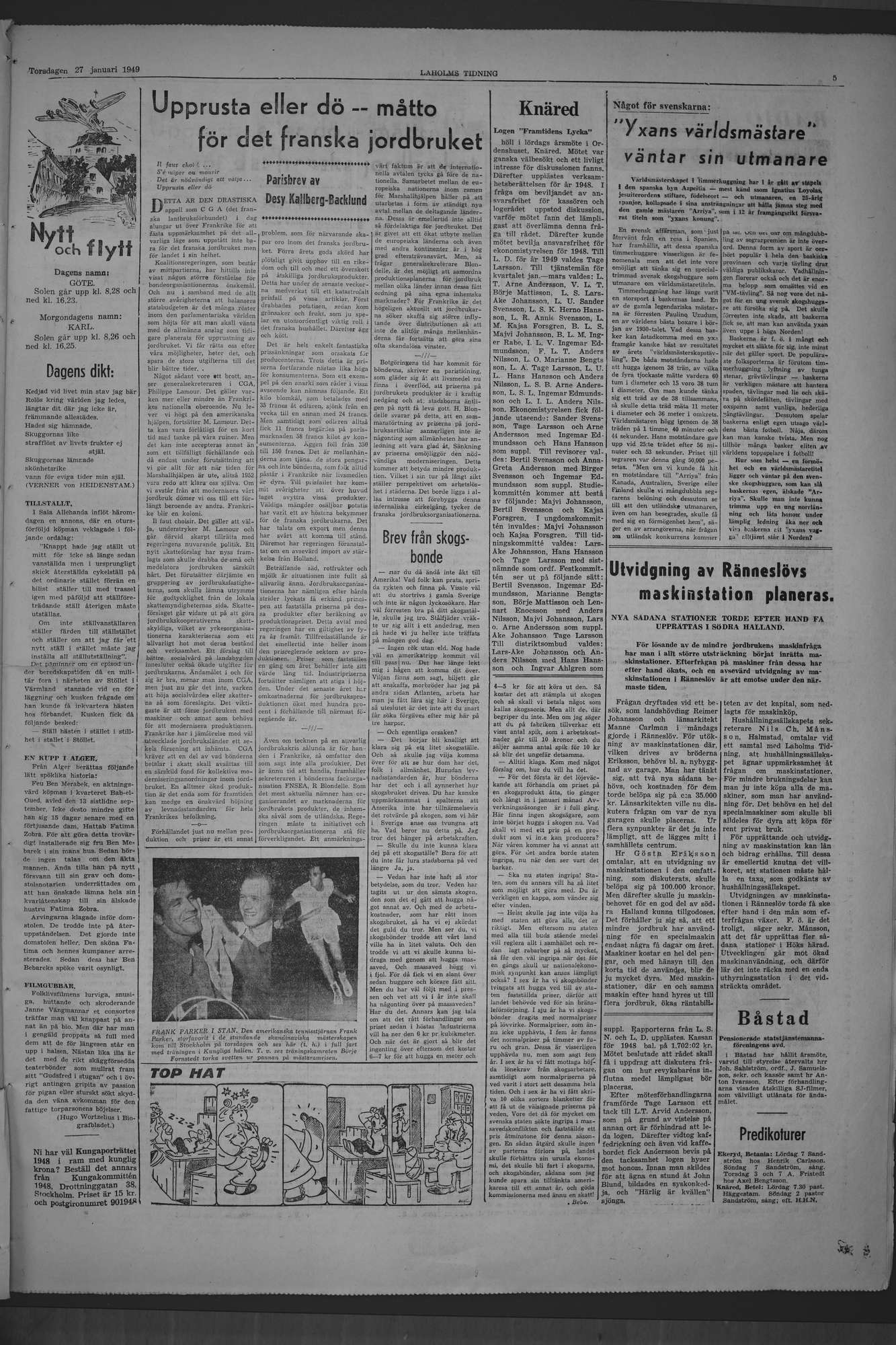 Laholms Tidning Torsdag 27 januari 1949, sida 5