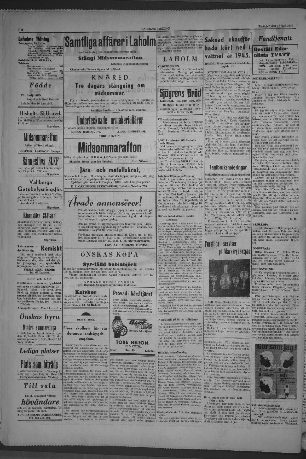 Laholms Tidning Tisdag 17 juni 1947, sida 2