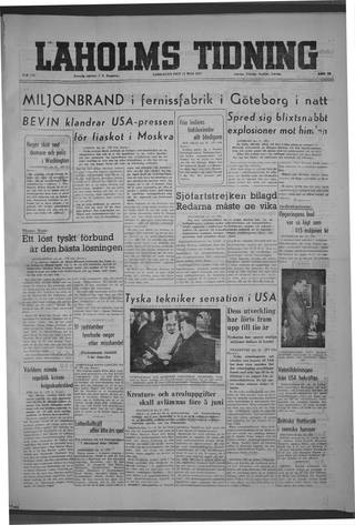 Förstasidan, Lördag 17 maj 1947