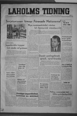 Förstasidan, Onsdag 17 september 1947