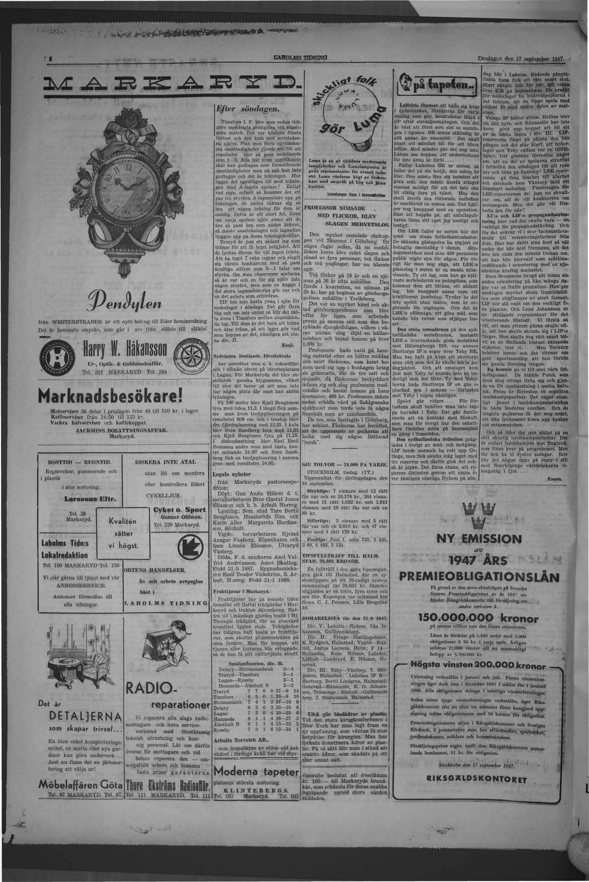 Laholms Tidning Onsdag 17 september 1947, sida 4
