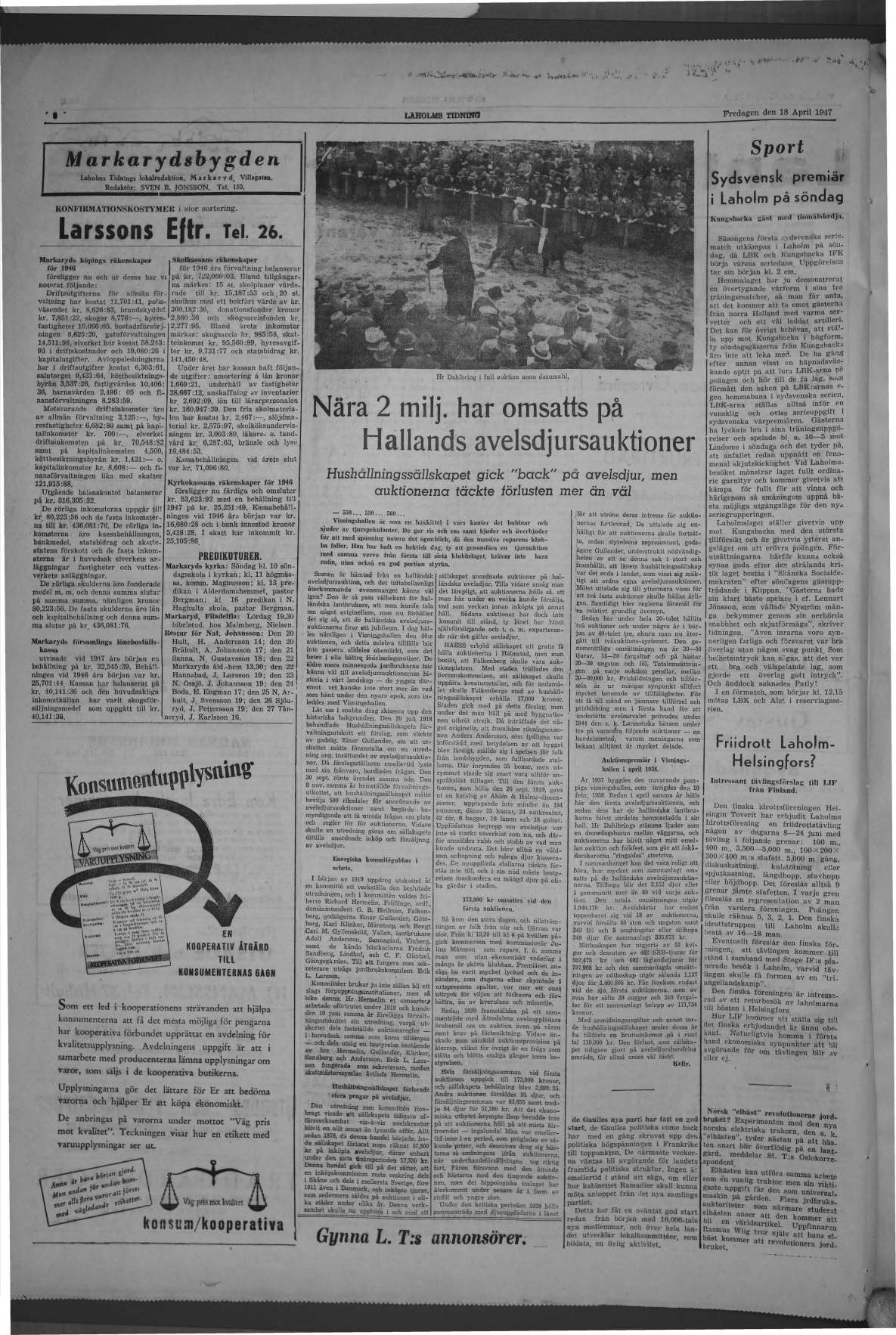 Laholms Tidning Fredag 18 april 1947, sida 6