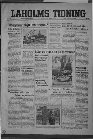 Förstasidan, Måndag 18 augusti 1947