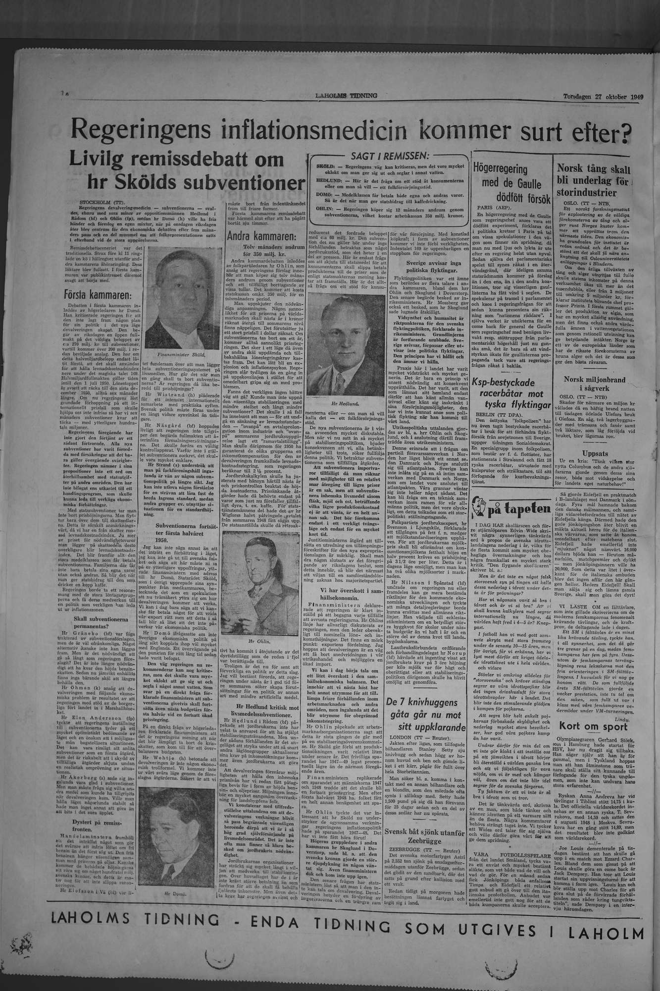 Laholms Tidning Torsdag 27 oktober 1949, sida 6
