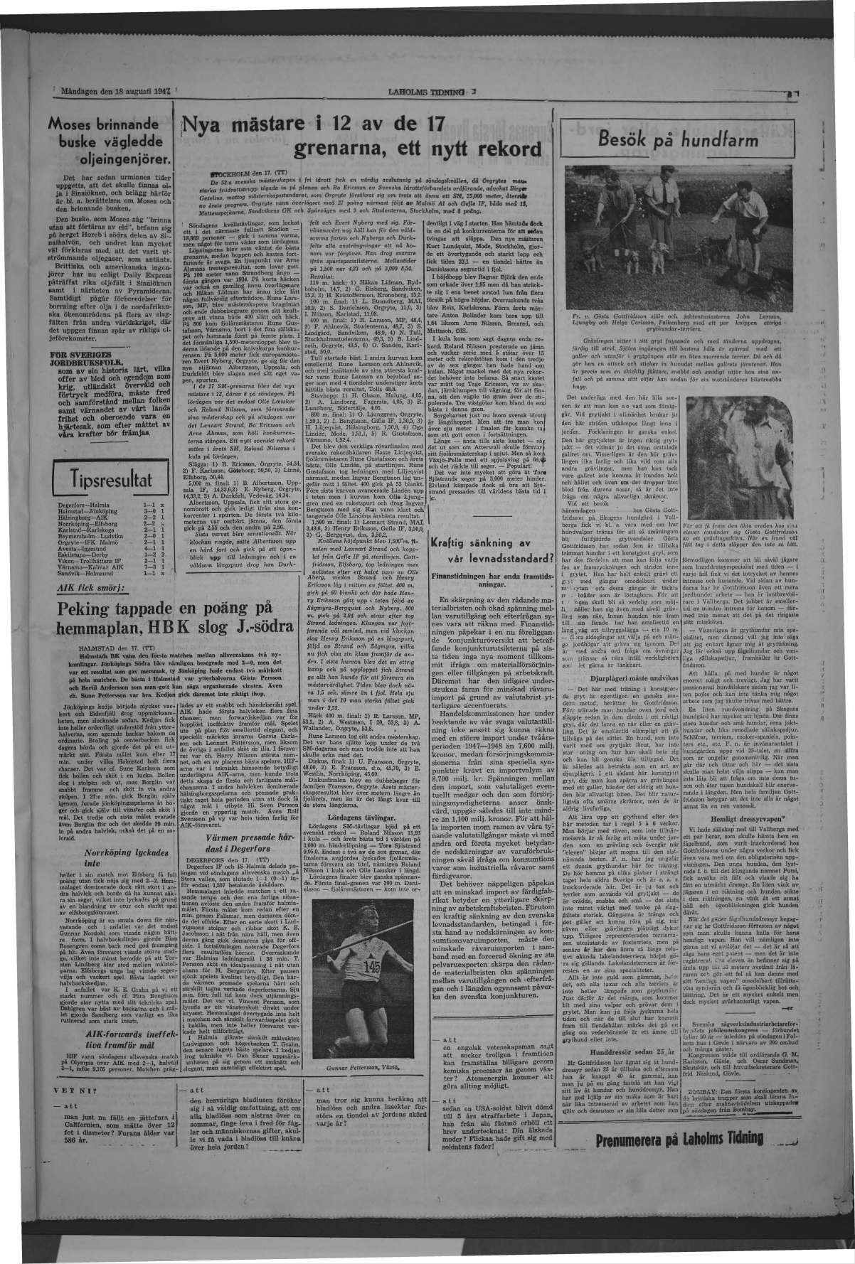 Laholms Tidning Måndag 18 augusti 1947, sida 5