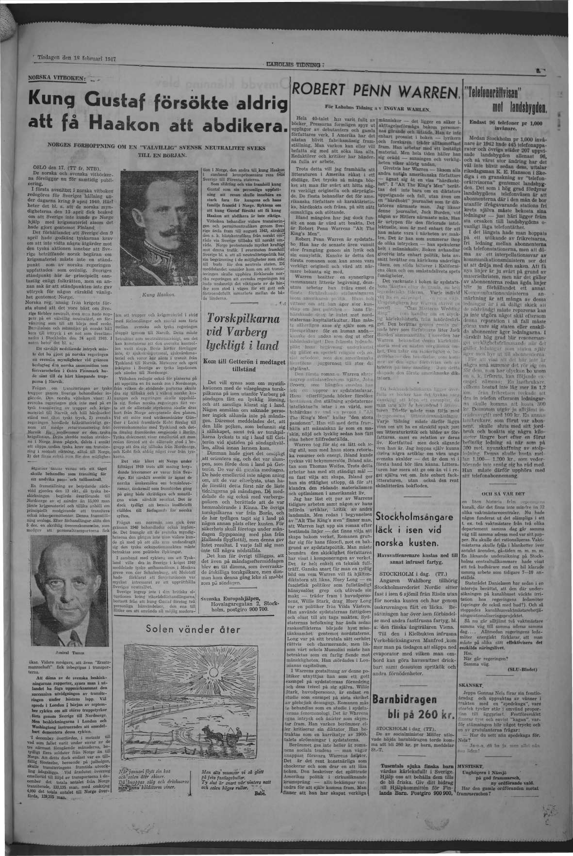 Laholms Tidning Tisdag 18 februari 1947, sida 5